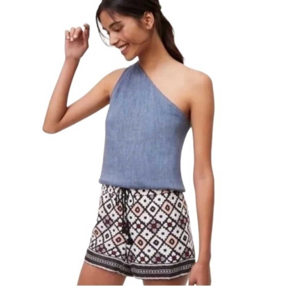 Loft Women's Linen Blend Ikat Print Shorts Size XS